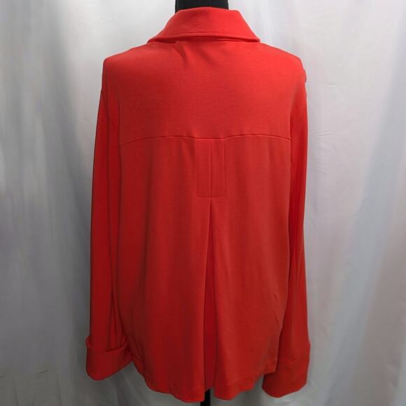 Chicos Women Red Knitt Button down blazer with pockets Size 3 - Picture 4 of 6